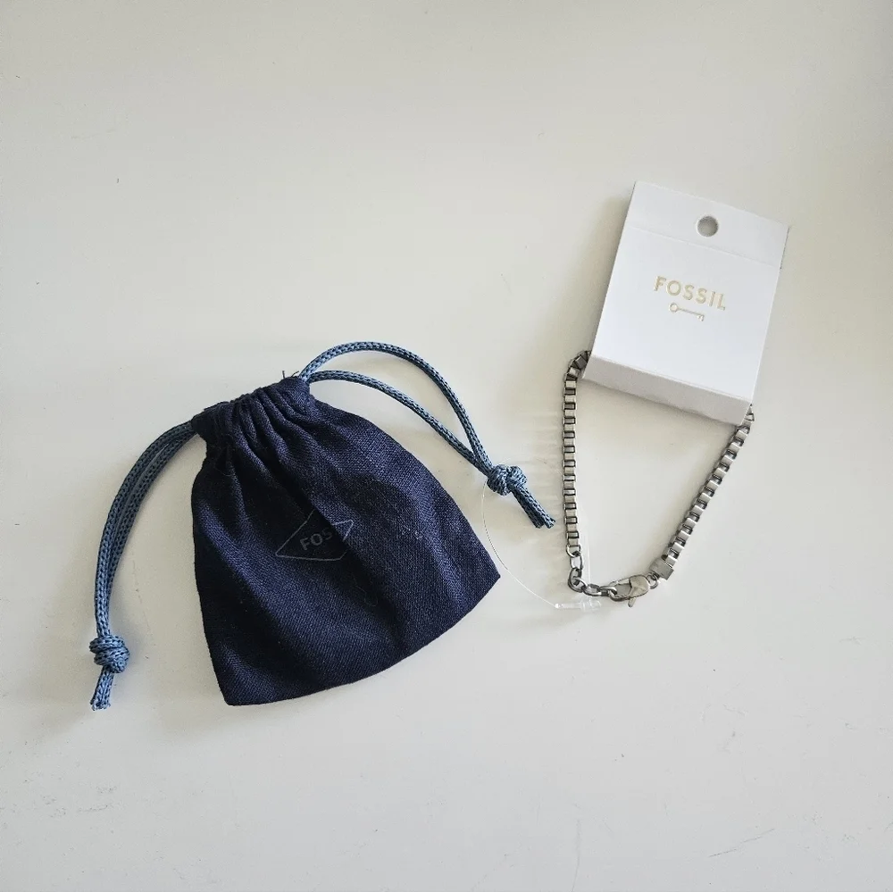 NWT Fossil Ellis Vintage Casual Stainless Steel Chain Bracelet